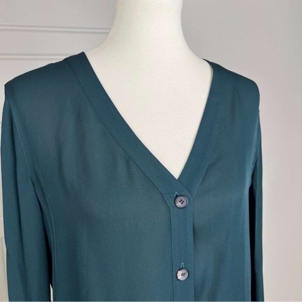 J. Crew Collection 100% Silk Chiffon Blouse – Teal Green – Size 4 - Picture 4 of 9